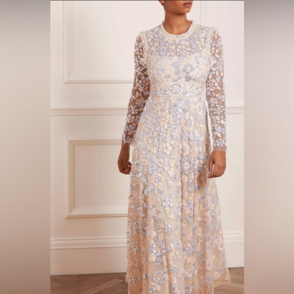 Needles & Thread Dress BRAND NEW NEVER WORN!! Size 10 color Blue / Champagne